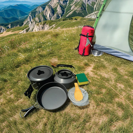 The Green Lion 10 IN 1 Camping Cookware is a diverse and indispensable cookware set that accompanies one in every outdoor activity. This set is ideal 