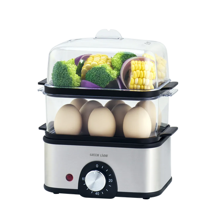The Green Lion 3-tier Egg Cooker and Vegetable Steamer are a natural choice for easy cooking. This great machine is made of high-quality stainless ste