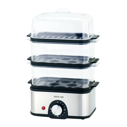 The Green Lion 3-tier Egg Cooker and Vegetable Steamer are a natural choice for easy cooking. This great machine is made of high-quality stainless ste