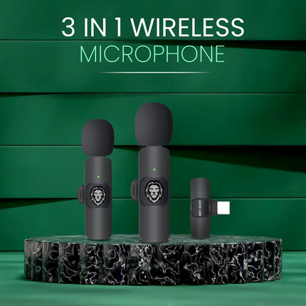 The Green Lion 3 in 1 Wireless Microphone is a groundbreaking audio device designed for superior sound capture and versatility. One of its standout fe