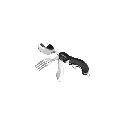 Black, sleek, and sophisticated, houses in its plainness the Green Lion 4 in 1 Cutlery Set with functionality and fashion at a compact level. This ver