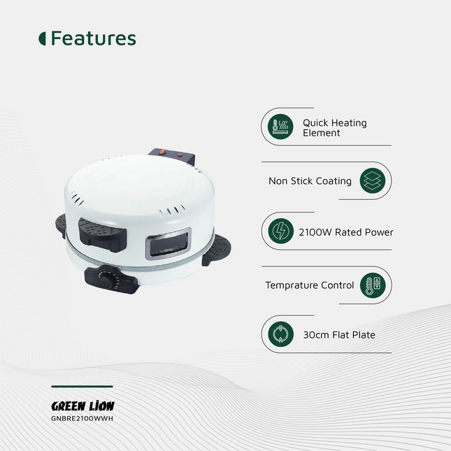 Green Lion Classic Bread Maker 2100W - The Green Lion Classic Bread Maker is a landmark 2100-watt machine in white designed to simplify home baking and make it more precise and efficient
