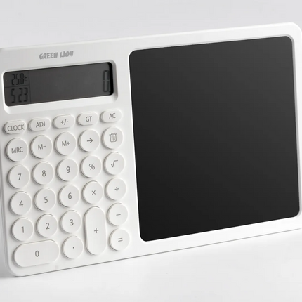 Presenting the Green Lion CalcWrite Pro, a favorite tool for quick calculations and taking notes. This clever gadget is a combination of a writing pad
