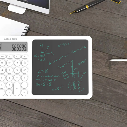 Presenting the Green Lion CalcWrite Pro, a favorite tool for quick calculations and taking notes. This clever gadget is a combination of a writing pad