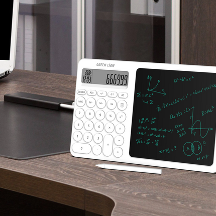 Presenting the Green Lion CalcWrite Pro, a favorite tool for quick calculations and taking notes. This clever gadget is a combination of a writing pad