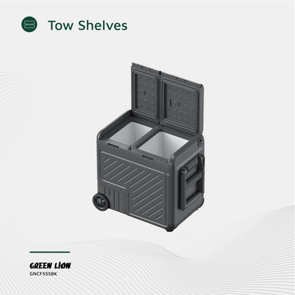 The Green Lion GFC-55 Car Fridge boasts a spacious capacity of 55L, ideal for keeping your food and drinks cool for a long drive or during some outdoo