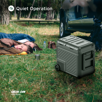 The Green Lion GFC-55 Car Fridge boasts a spacious capacity of 55L, ideal for keeping your food and drinks cool for a long drive or during some outdoo