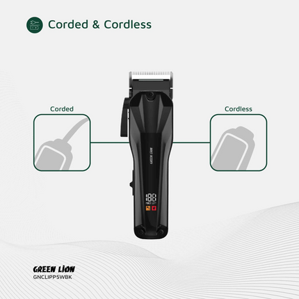 The Green Lion Clip Pro Professional Hair Clipper is designed for precision, power, and versatility. With a stainless steel blade and a 6000 RPM motor