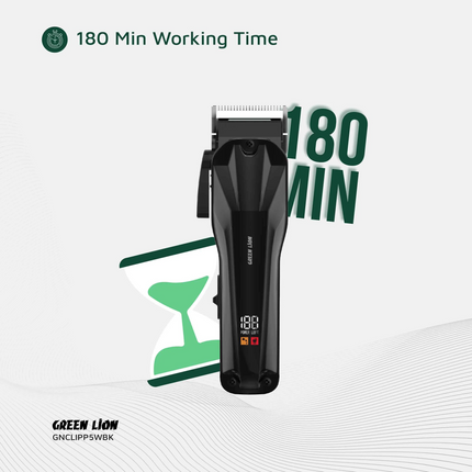 The Green Lion Clip Pro Professional Hair Clipper is designed for precision, power, and versatility. With a stainless steel blade and a 6000 RPM motor