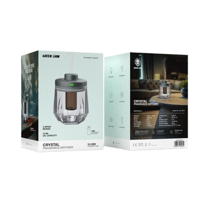 The Green Lion Crystal Fragrance Diffuser combines form and function to provide your space with soothing aromas. Made from durable glass and aluminum,