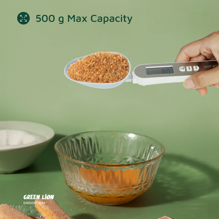 The Green Lion Digital Spoon Scale is a versatile, accurate measuring spoon for kitchen and professional use. It is made of durable stainless steel an