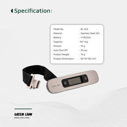 The Green Lion Digital Luggage Scale is a lightweight, very accurate weighing solution for travelers. It is made of durable stainless steel 201. The s