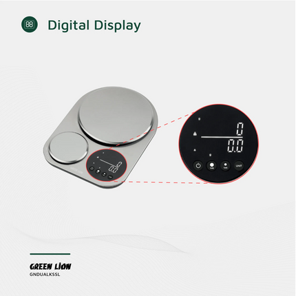 The Green Lion Dual Kitchen Scale is an accurate and multi-purpose solution for weighing needs that meets all your kitchen needs. Constructed from hea