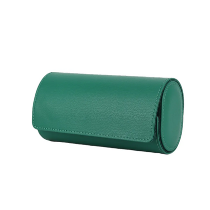 The Green Lion Duo Watch Roll Case in Rolex Green is a stylish and protective case made to store treasured timepieces. It is crafted with real leather