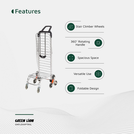 Whether one is going shopping or carrying groceries from home, the Green Lion Foldable Shopping Trolley is a very useful companion. It is built from d