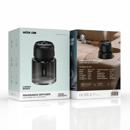 Add style, functionality, and relaxation to your space with the Green Lion Fragrance Diffuser. Sleekly designed from glass and PC, this diffuser will 