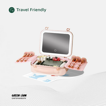 The Green Lion Fest Makeup Bag is a multipurpose, chic, advanced cosmetic storage option. It is durable but lightweight as it is made of PC + aluminum