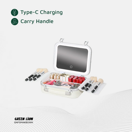 The Green Lion Fest Makeup Bag is a multipurpose, chic, advanced cosmetic storage option. It is durable but lightweight as it is made of PC + aluminum