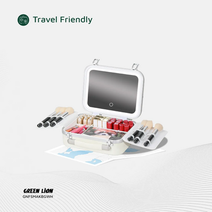 The Green Lion Fest Makeup Bag is a multipurpose, chic, advanced cosmetic storage option. It is durable but lightweight as it is made of PC + aluminum