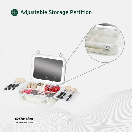 The Green Lion Fest Makeup Bag is a multipurpose, chic, advanced cosmetic storage option. It is durable but lightweight as it is made of PC + aluminum