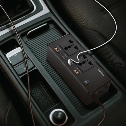 The Green Lion GC-200 Car Inverter is an indispensable companion for any road trip or on-the-go charging. Made from solid ABS + PC flame retardant, it