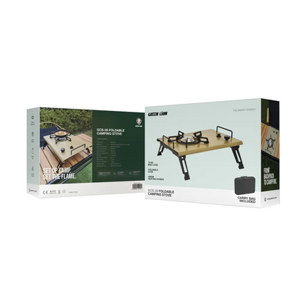 Green Lion GCS-20 Foldable Camping Stove / Khaki ~ A Portable And Efficient Option For Outdoor Cooking It has a stainless steel burner that is strong 