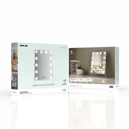 Light up your beauty routine with the Green Lion Glam Shine Makeup Mirror, with 12 adjustable LED lights to guarantee perfect visibility. Equipped wit