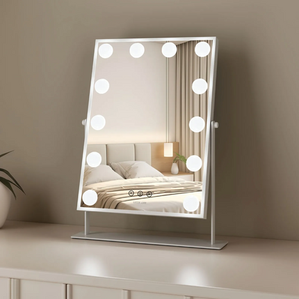 Light up your beauty routine with the Green Lion Glam Shine Makeup Mirror, with 12 adjustable LED lights to guarantee perfect visibility. Equipped wit