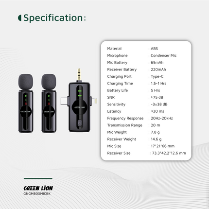 The Green Lion GM-80X Microphone 3 In 1 has excellent sound quality and performance in compact dimensions. With a condenser microphone, the microphone