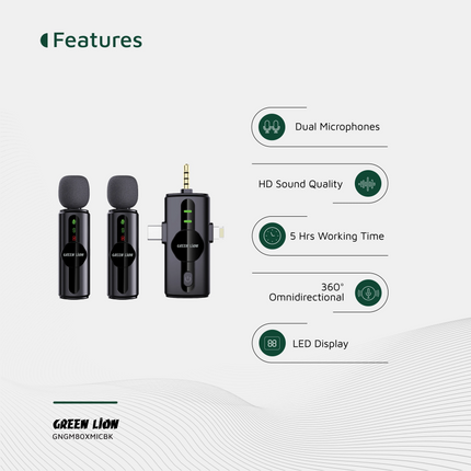 The Green Lion GM-80X Microphone 3 In 1 has excellent sound quality and performance in compact dimensions. With a condenser microphone, the microphone