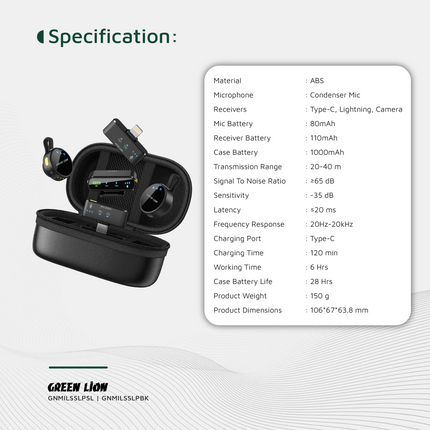 Green Lion GM-85X 3 in 1 Wireless Microphone is designed to deliver great-sounding performance in small dimensions. Made of sturdy ABS construction, t