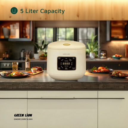 Green Lion GRC-20 Digital Rice Cooker 5L - The Green Lion GRC-20 Digital Rice Cooker 5L is a multi-functional and time-saving assistant for the kitchen, which makes cooking easier