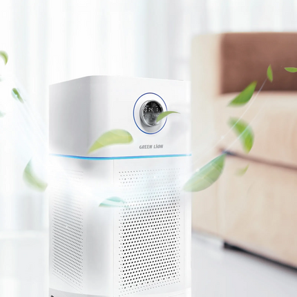 The Intelligent Air Purifier Pro features excellent air quality, and this Green Lion product is white in color. Sleek in design and made of rigid ABS 