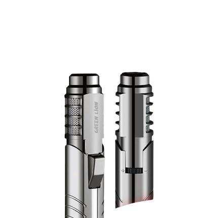 GREEN LION JET FLAME  WINDPROOF LIGHTER - SILVER