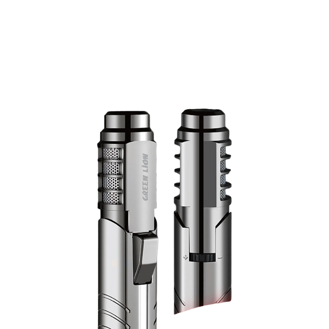 GREEN LION JET FLAME  WINDPROOF LIGHTER - SILVER