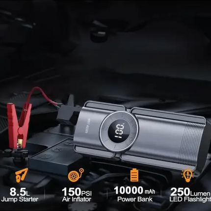 The Green Lion Portable Jump Starter is your ultimate roadside companion. Combining a powerful 800A peak current for 12V car jump starts with a conven