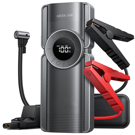 The Green Lion Portable Jump Starter is your ultimate roadside companion. Combining a powerful 800A peak current for 12V car jump starts with a conven