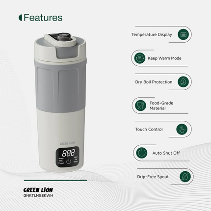 Green Lion Kettle &amp; Go Electric Kettle comes as an incredible option for the progressive kind, with water boiling capacity only at 600 mL. Made of