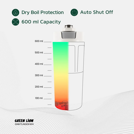 Green Lion Kettle &amp; Go Electric Kettle comes as an incredible option for the progressive kind, with water boiling capacity only at 600 mL. Made of