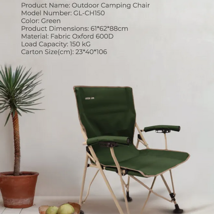 The Green Lion
Outdoor Camping Chair is designed to elevate your comfort and enjoyment in
natural settings. This chair comes equipped with a convenien