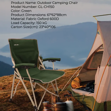 The Green Lion
Outdoor Camping Chair is designed to elevate your comfort and enjoyment in
natural settings. This chair comes equipped with a convenien