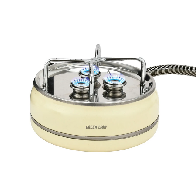All cooking processes anywhere in the universe require intense heat, and the Green Lion Orbit Flame 3 Burner Stove in beige fits the definition of ind