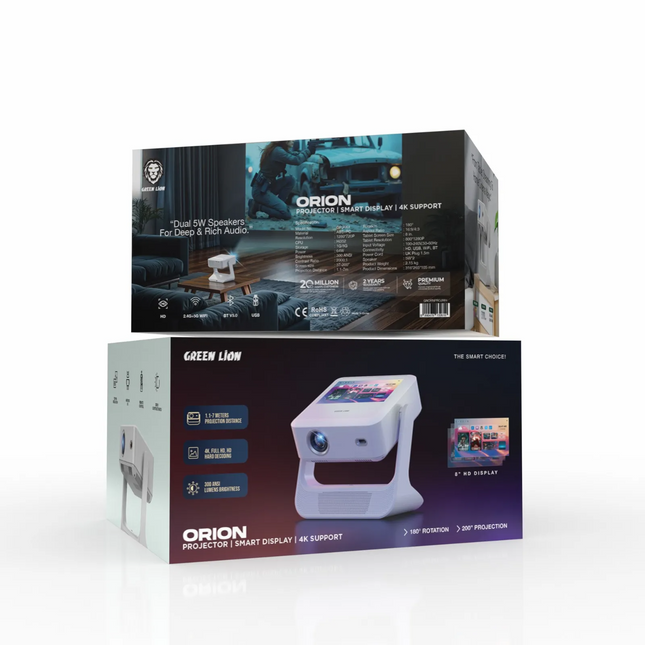 The Green Lion Orion Portable Projector is an efficient and multi-functional entertainment projector and business-use projector. It is constructed wit