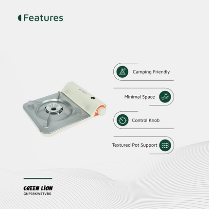 The Green Lion Portable Outdoor Stove 3.5KW in beige is great and efficient for cooking on all your outdoor adventures. This product is constructed fr