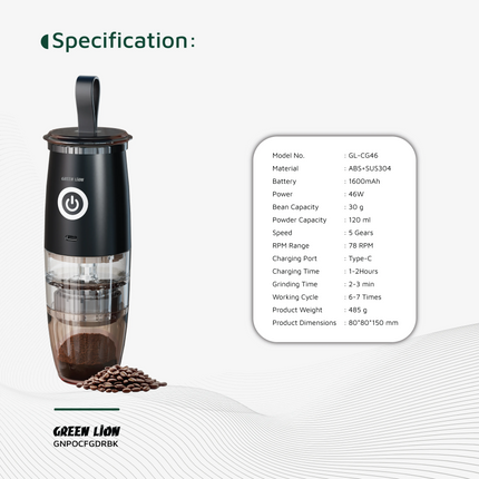 The Green Lion Portable Coffee Grinder is a unique and compact design device that gives you easy and efficient portability during travel and camping c