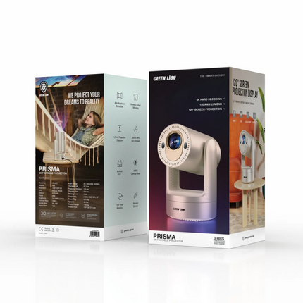 The Green Lion Prisma 4K Projector 5200mAh in Gold is an outstanding projection system that delivers a great viewing experience and is considered high