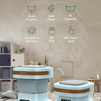 Laundry will be more fun and efficient with the Green Lion Portable 6L Washing Machine. Its compact and portable design is perfect for small living sp