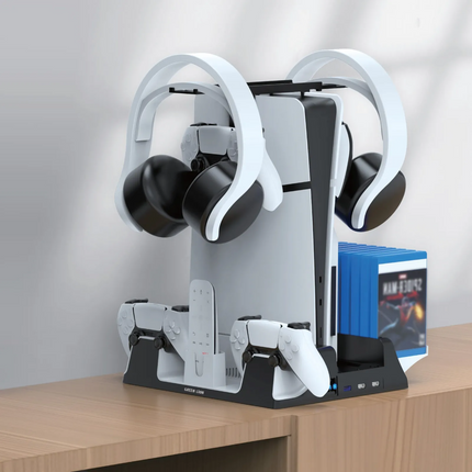The Green Lion PS5 Cooling Stand Charging Station: everything in one for any PS5 enthusiast. It keeps your console running and keeps everything in gre