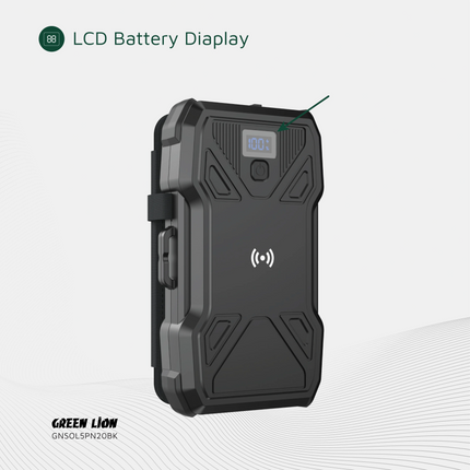 GREEN LION SOLAR 5-PANEL 20000MAH POWER BANK PD20W - BLACK - Stay charged anywhere with the GREEN LION Solar 5-Panel Power Bank in sleek black
