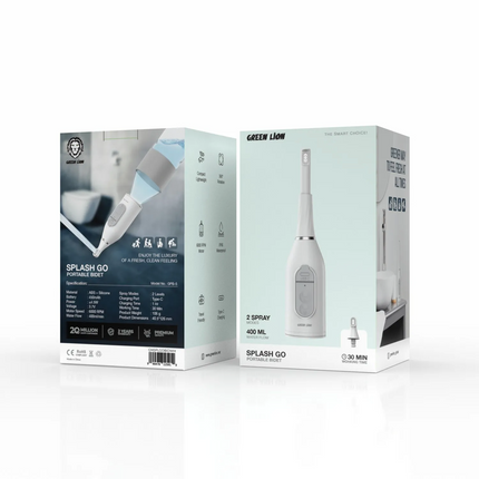 The Green Lion Splash Go Portable Bidet is compact, travel-friendly equipment for personal hygiene on the go. Made with durable ABS and silicone, the 